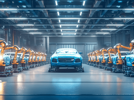 Electric car in a garage